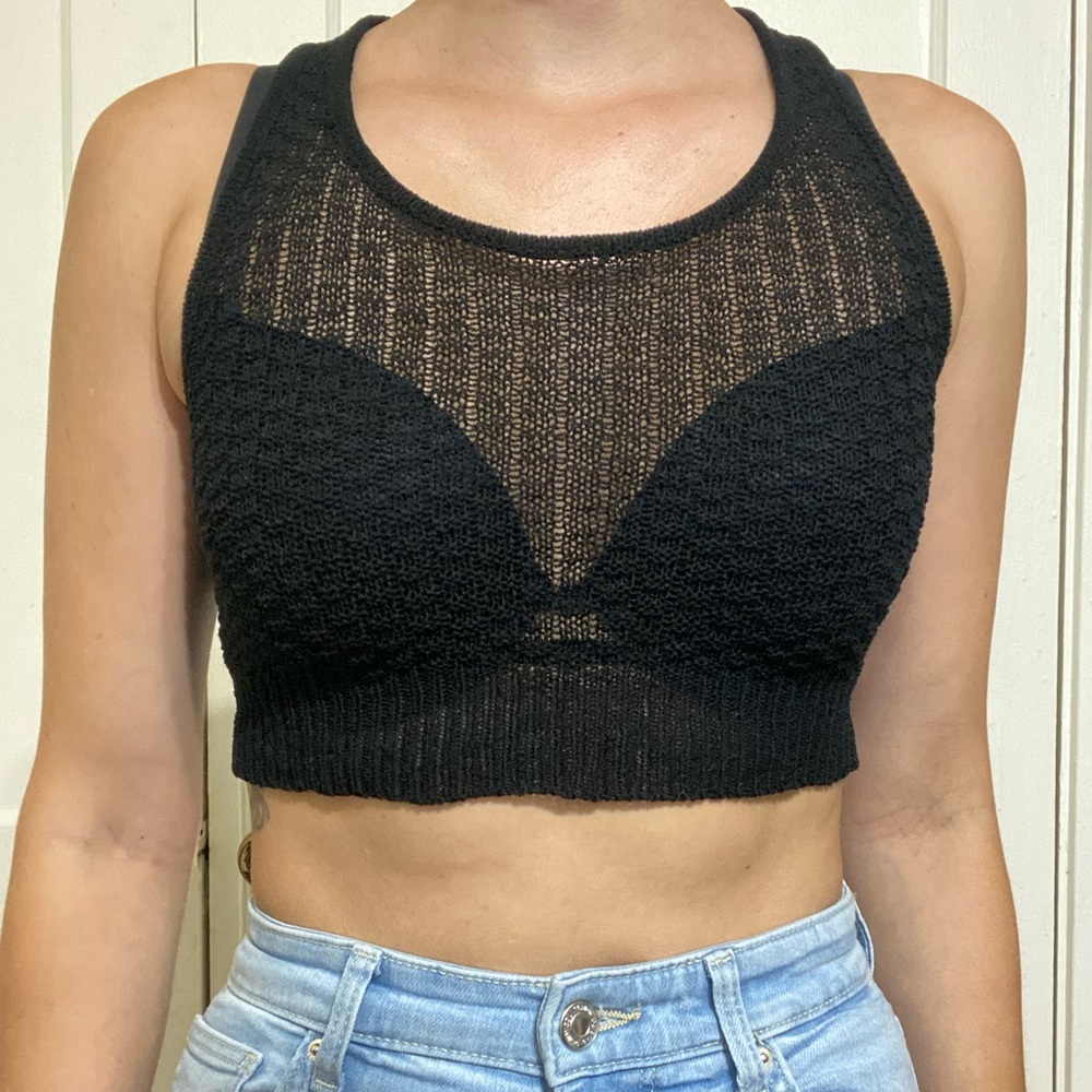 Bear Dance Crocheted Cropped Tank Top